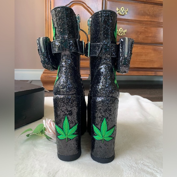 Dolls Kill Glitter Leaf Traitor Boots - Picture 14 of 16